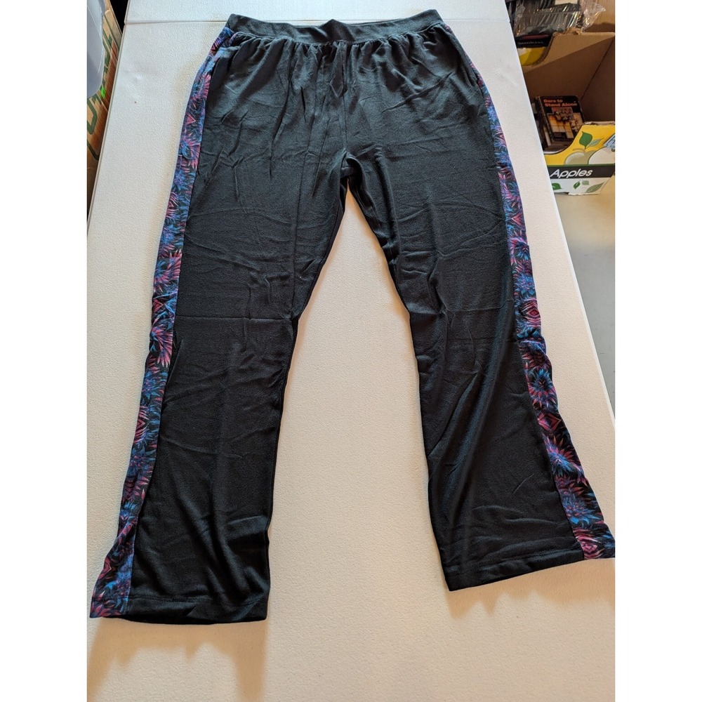Retreat by Rhonda Shear Black Lounge Pants XL Polyester Spandex w/ Pockets - Picture 1 of 3